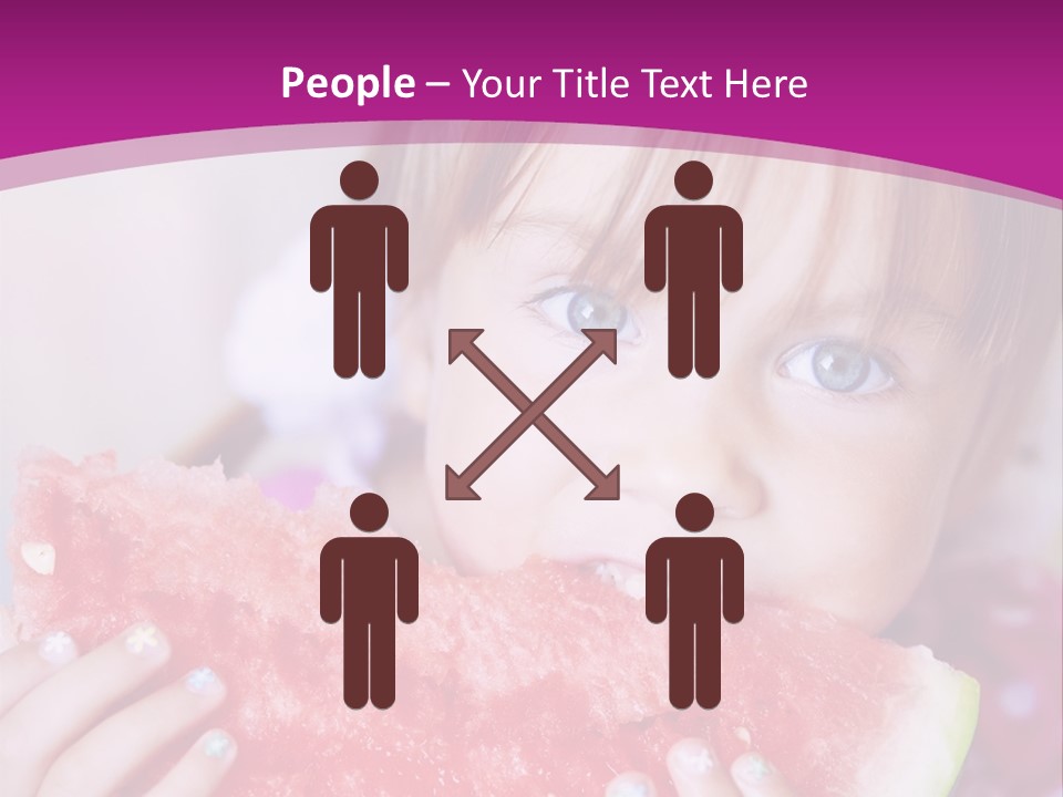 Funny Child Eating Watermelon Closeup PowerPoint Template