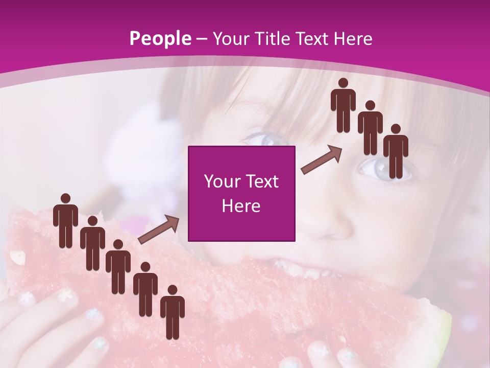 Funny Child Eating Watermelon Closeup PowerPoint Template