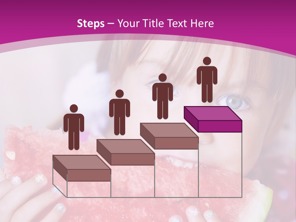 Funny Child Eating Watermelon Closeup PowerPoint Template