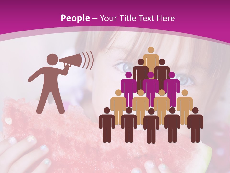 Funny Child Eating Watermelon Closeup PowerPoint Template