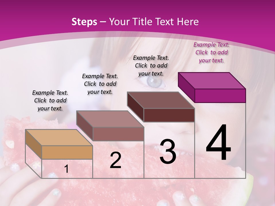 Funny Child Eating Watermelon Closeup PowerPoint Template