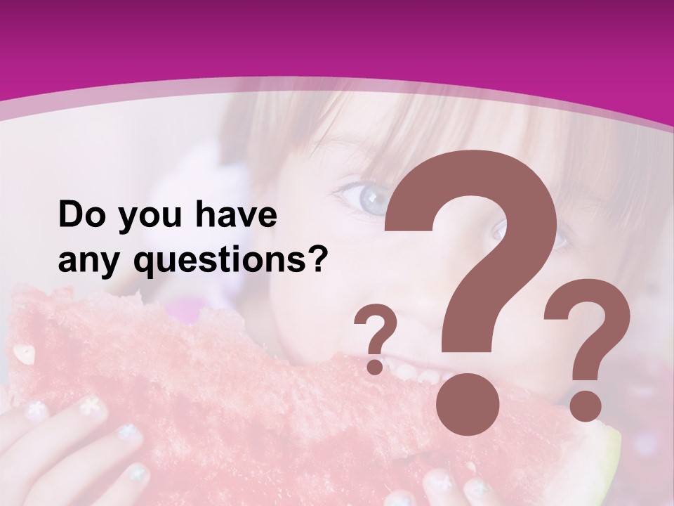 Funny Child Eating Watermelon Closeup PowerPoint Template