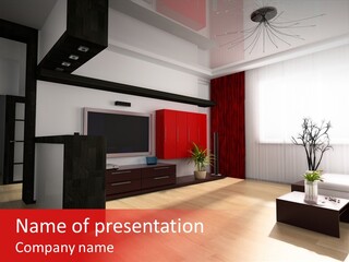 Modern Drawing Room A Room Exclusive Design 3D Image PowerPoint Template