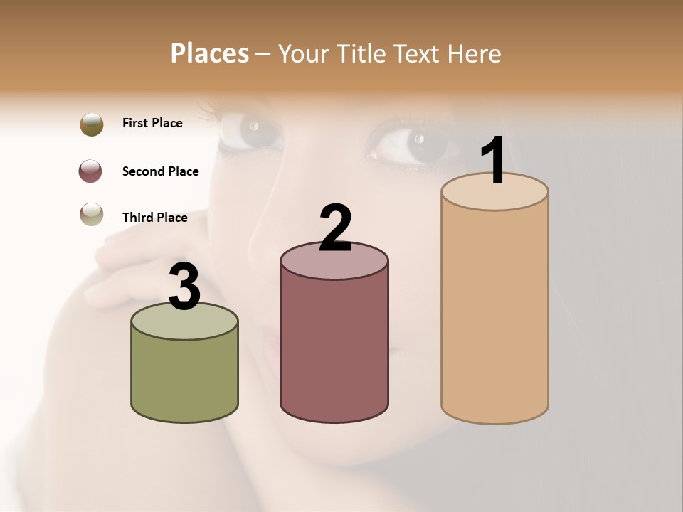 Beautiful Brunette Indian Woman Beauty Closeup Portrait Over White PowerPoint Template