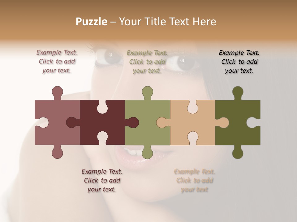 Beautiful Brunette Indian Woman Beauty Closeup Portrait Over White PowerPoint Template