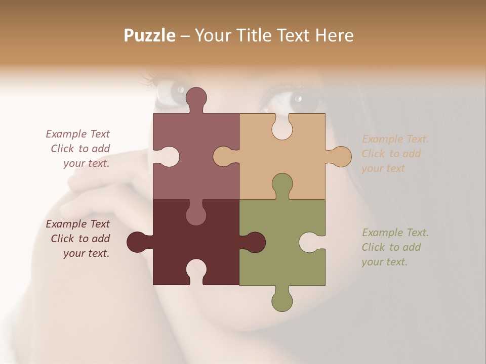 Beautiful Brunette Indian Woman Beauty Closeup Portrait Over White PowerPoint Template