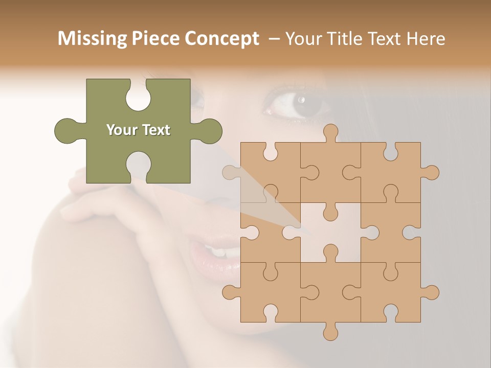 Beautiful Brunette Indian Woman Beauty Closeup Portrait Over White PowerPoint Template