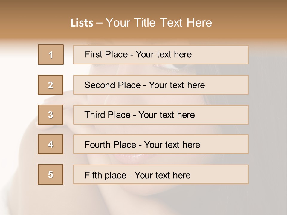 Beautiful Brunette Indian Woman Beauty Closeup Portrait Over White PowerPoint Template