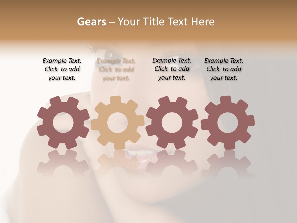 Beautiful Brunette Indian Woman Beauty Closeup Portrait Over White PowerPoint Template