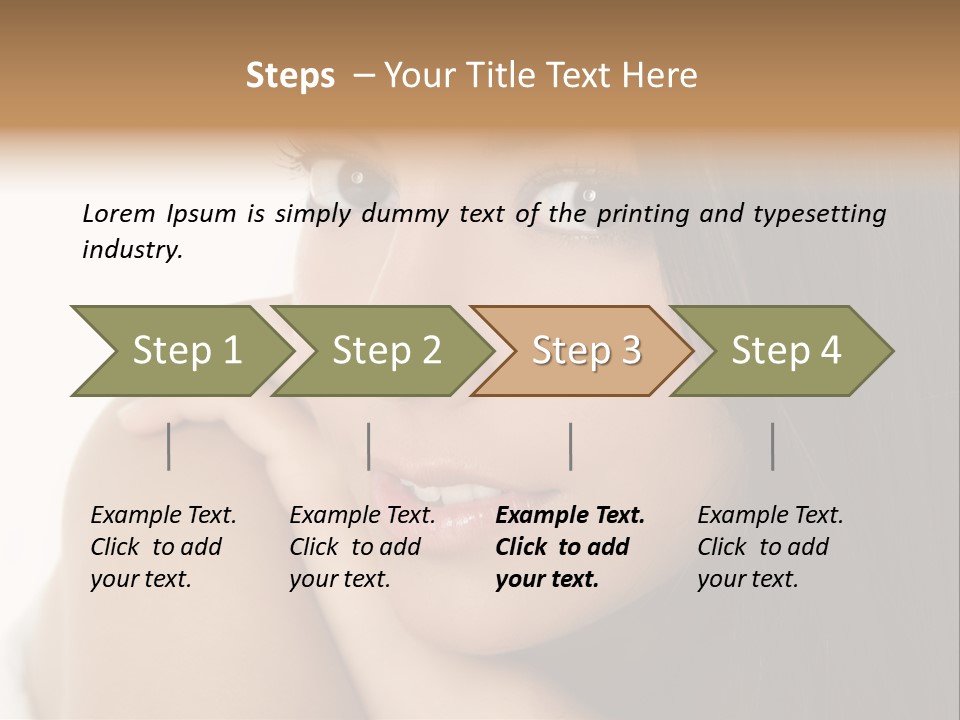 Beautiful Brunette Indian Woman Beauty Closeup Portrait Over White PowerPoint Template