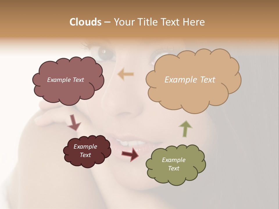 Beautiful Brunette Indian Woman Beauty Closeup Portrait Over White PowerPoint Template