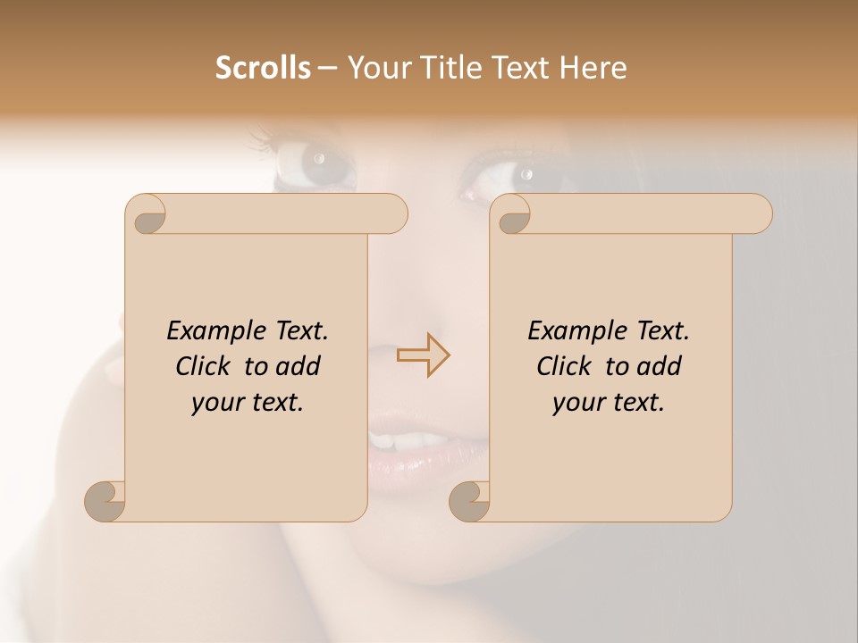 Beautiful Brunette Indian Woman Beauty Closeup Portrait Over White PowerPoint Template