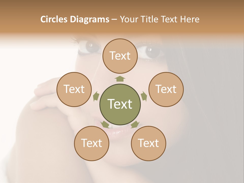 Beautiful Brunette Indian Woman Beauty Closeup Portrait Over White PowerPoint Template