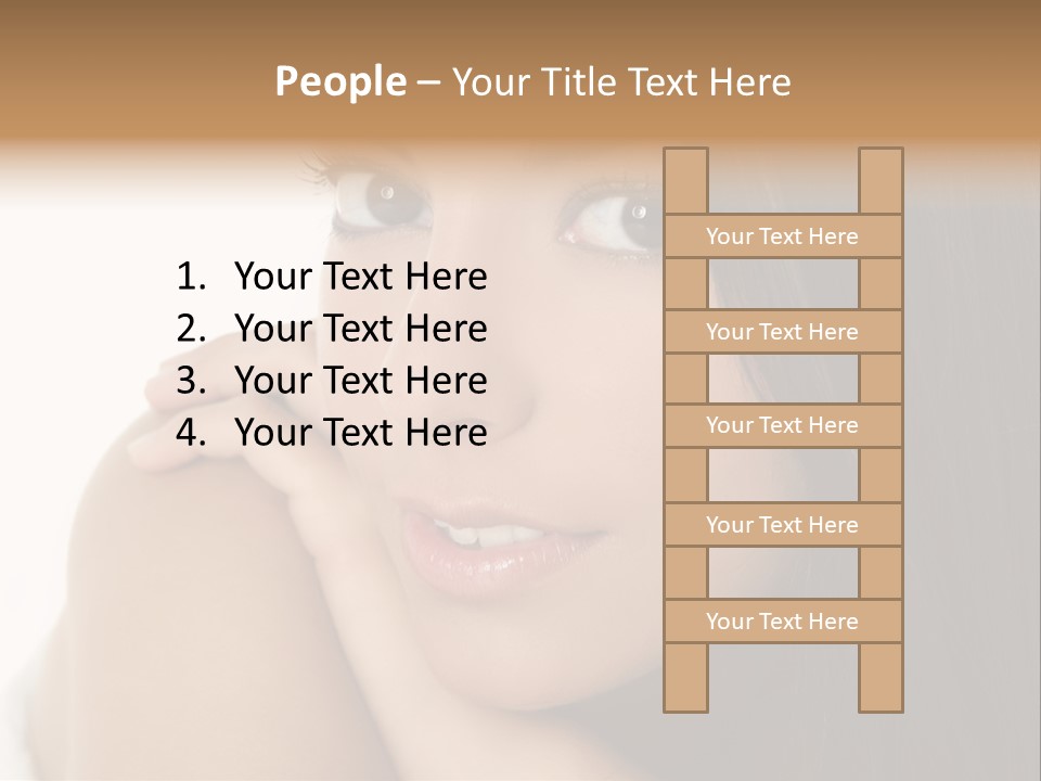 Beautiful Brunette Indian Woman Beauty Closeup Portrait Over White PowerPoint Template