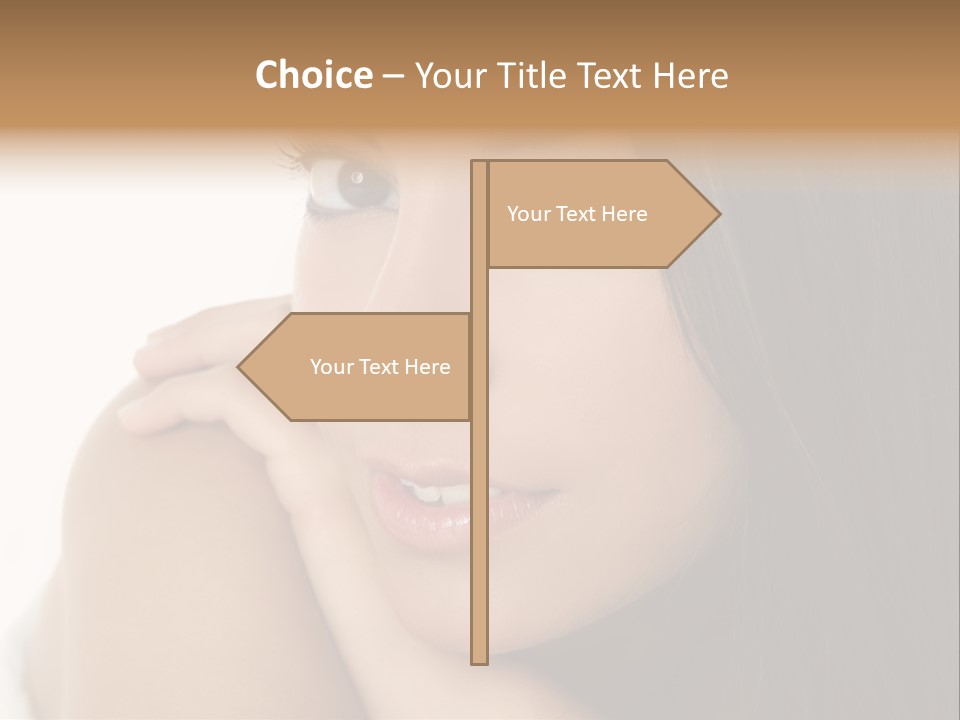 Beautiful Brunette Indian Woman Beauty Closeup Portrait Over White PowerPoint Template