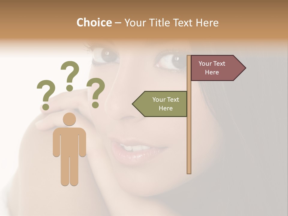 Beautiful Brunette Indian Woman Beauty Closeup Portrait Over White PowerPoint Template