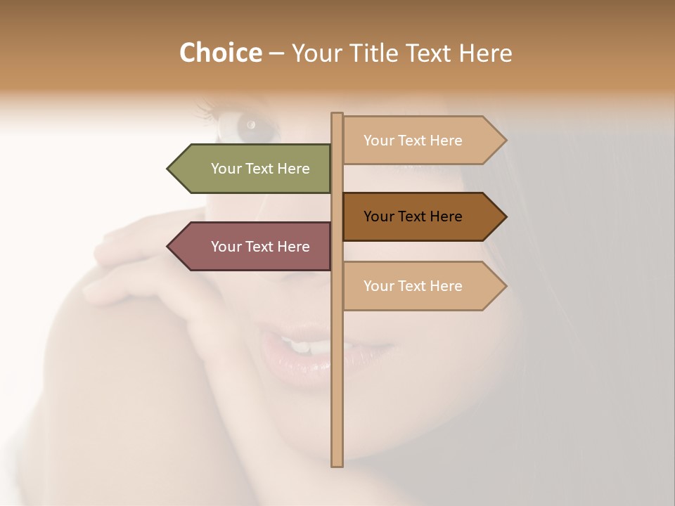 Beautiful Brunette Indian Woman Beauty Closeup Portrait Over White PowerPoint Template