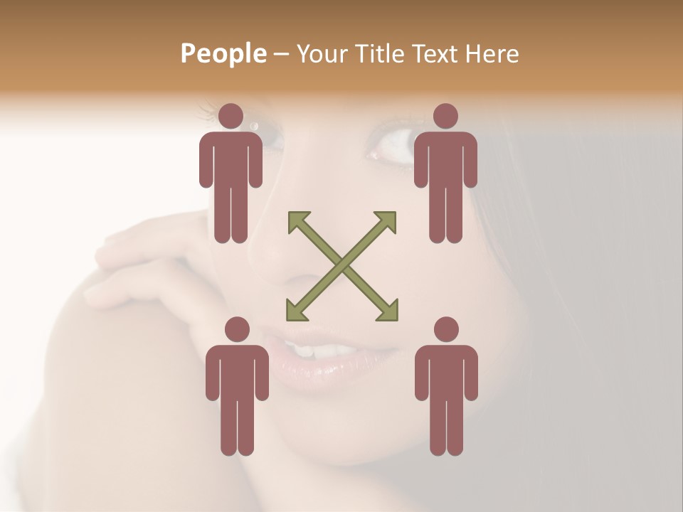 Beautiful Brunette Indian Woman Beauty Closeup Portrait Over White PowerPoint Template