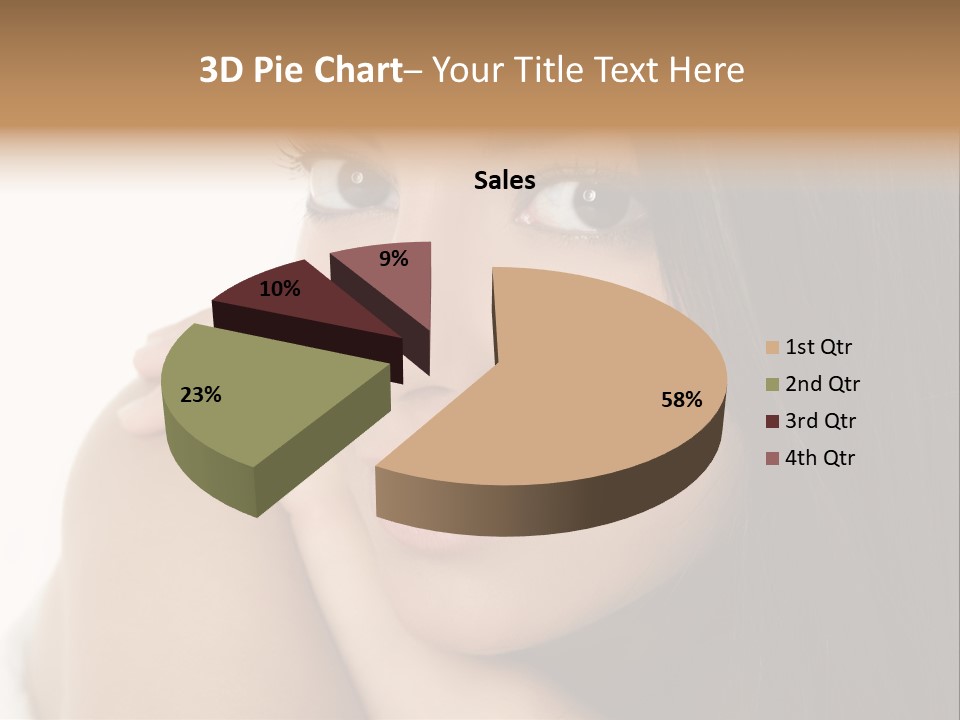 Beautiful Brunette Indian Woman Beauty Closeup Portrait Over White PowerPoint Template