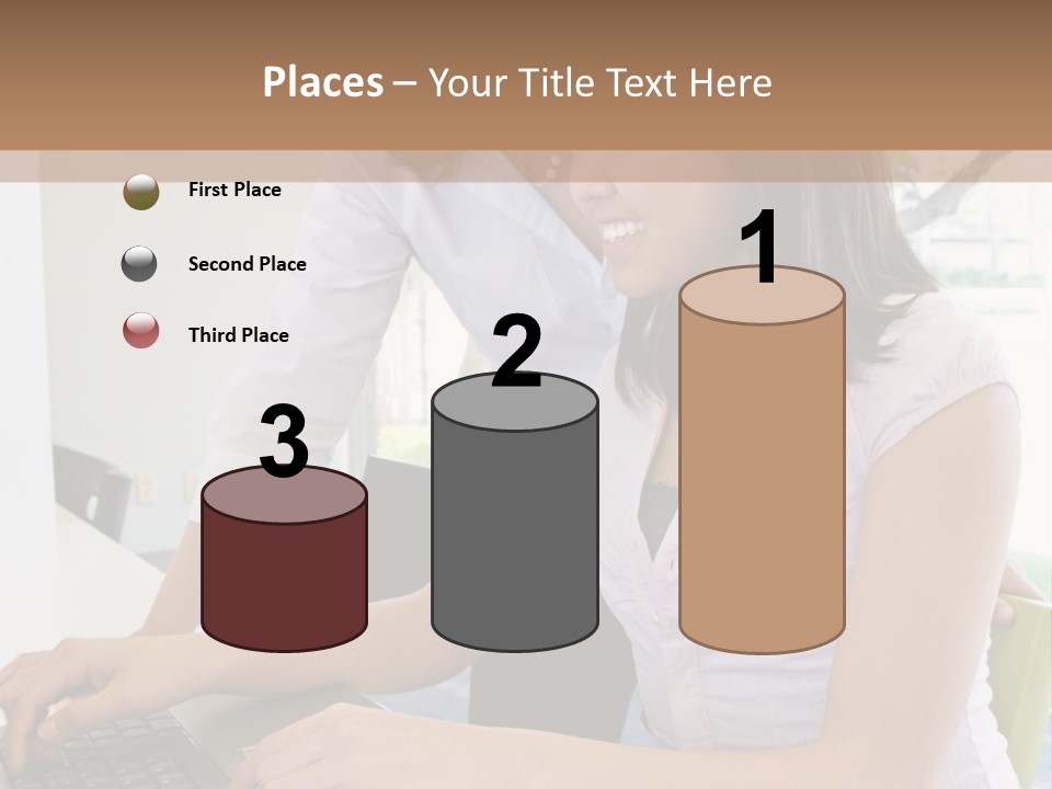 Teacher Training Student In Computer Skills PowerPoint Template
