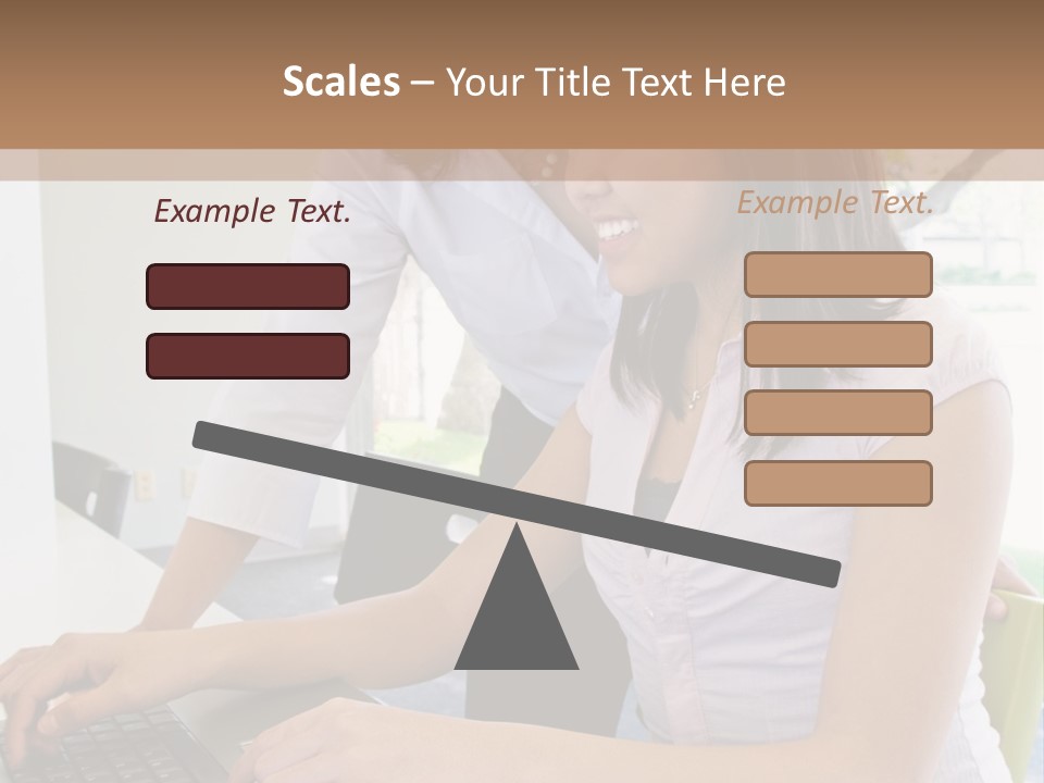 Teacher Training Student In Computer Skills PowerPoint Template