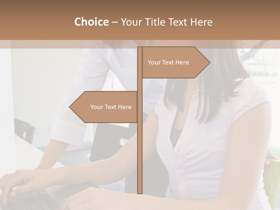 Teacher Training Student In Computer Skills PowerPoint Template
