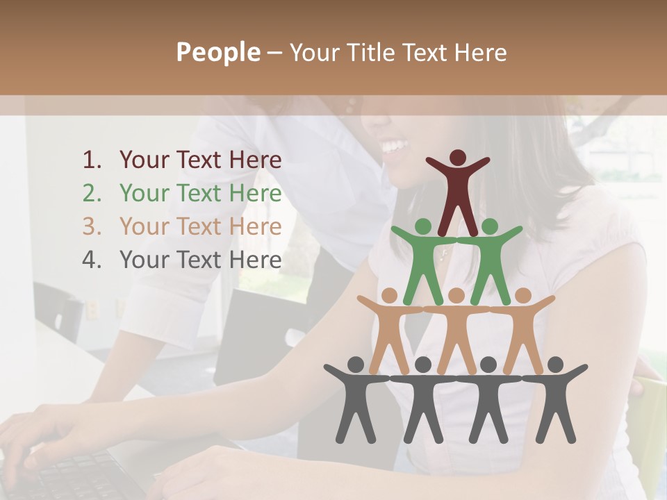 Teacher Training Student In Computer Skills PowerPoint Template