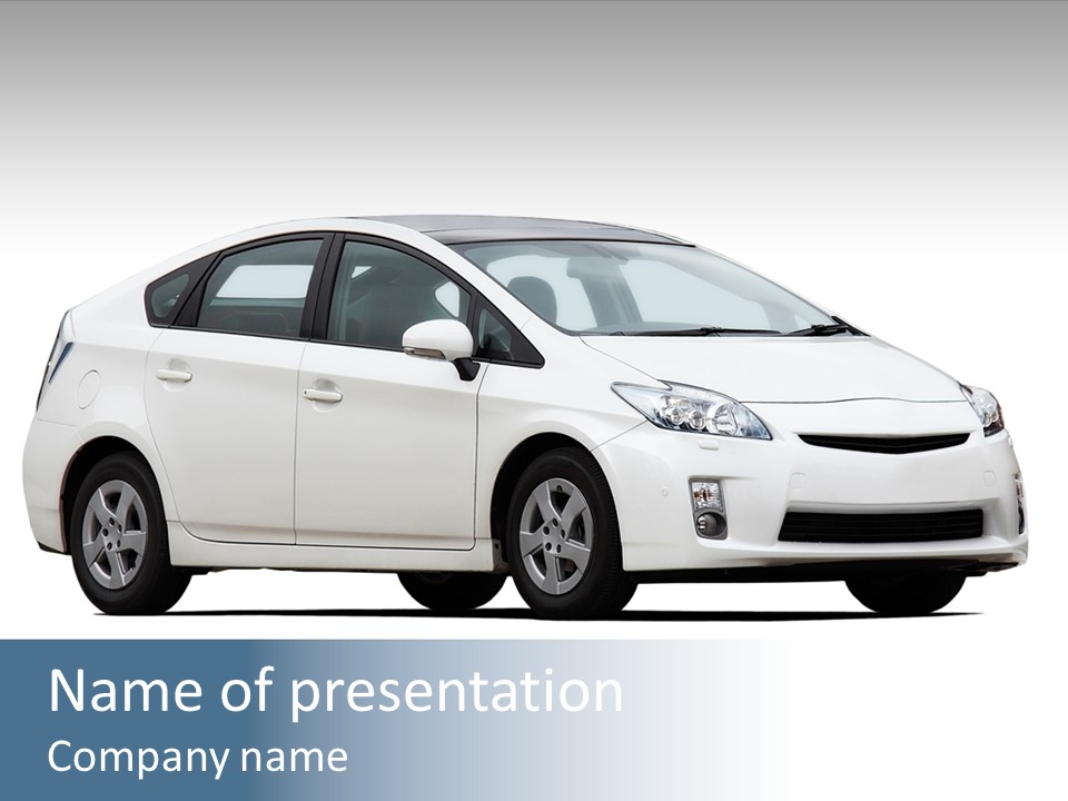 White Hatchback Isolated On White PowerPoint Template