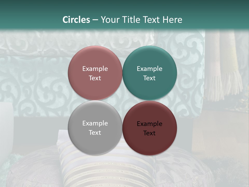 A Blue Couch With Pillows On Top Of It PowerPoint Template