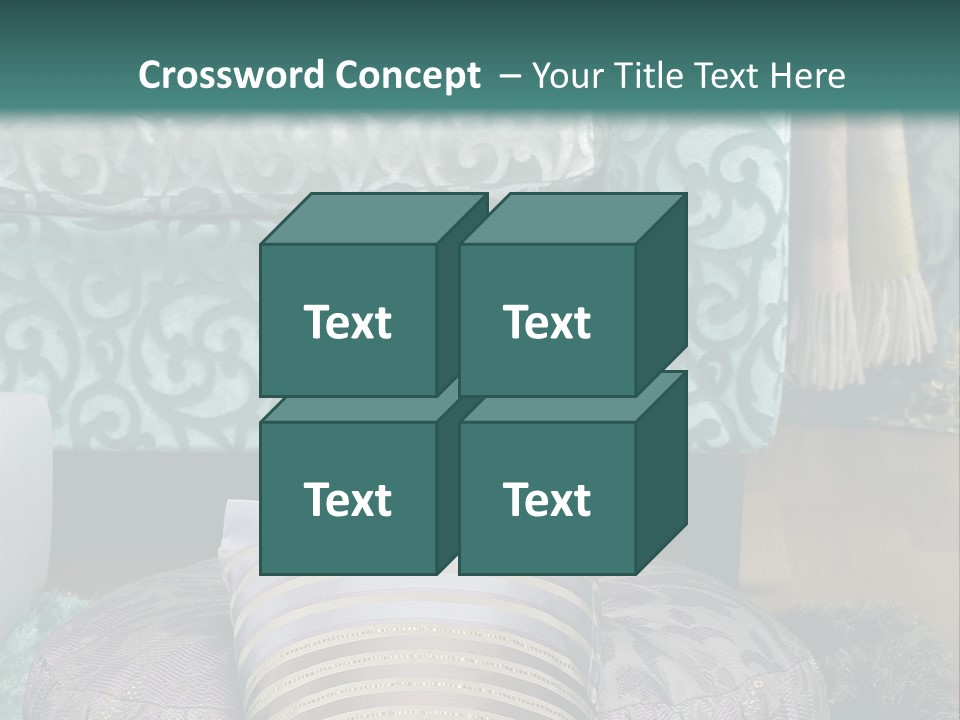 A Blue Couch With Pillows On Top Of It PowerPoint Template