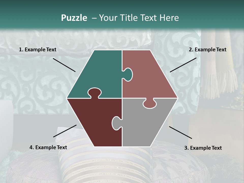 A Blue Couch With Pillows On Top Of It PowerPoint Template