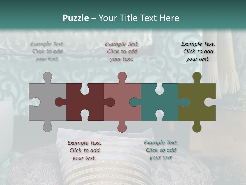 A Blue Couch With Pillows On Top Of It PowerPoint Template