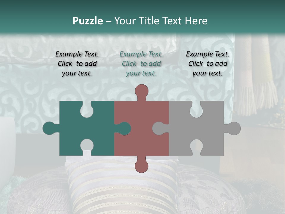 A Blue Couch With Pillows On Top Of It PowerPoint Template