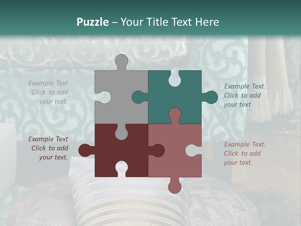 A Blue Couch With Pillows On Top Of It PowerPoint Template