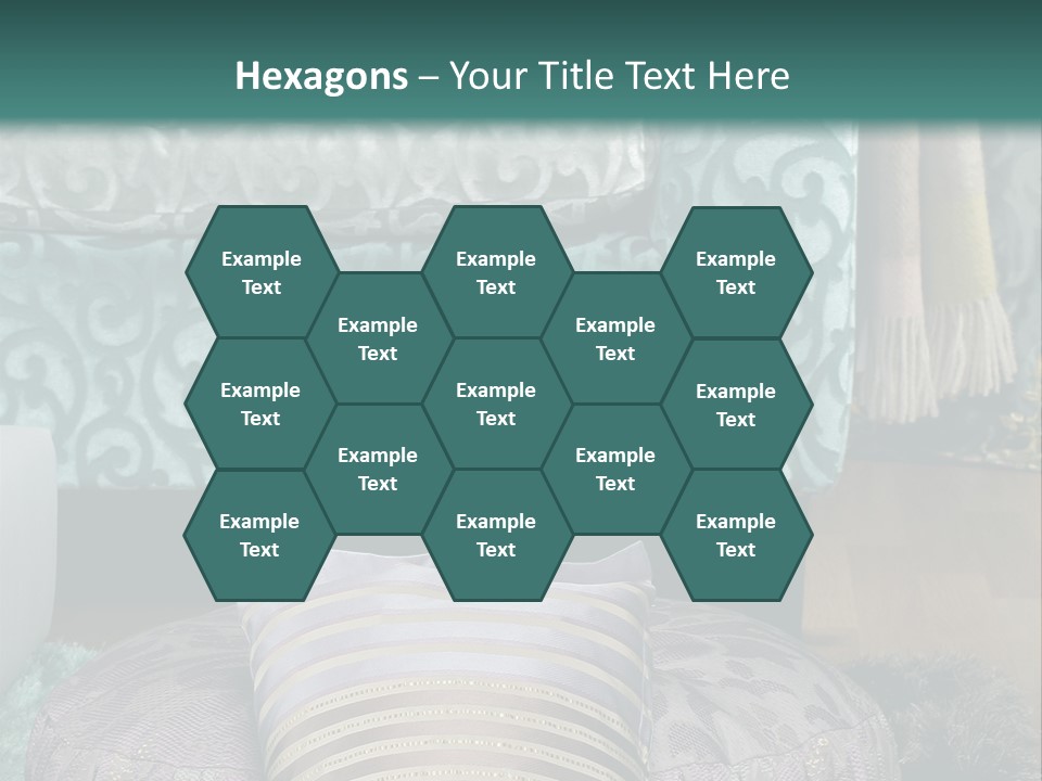 A Blue Couch With Pillows On Top Of It PowerPoint Template