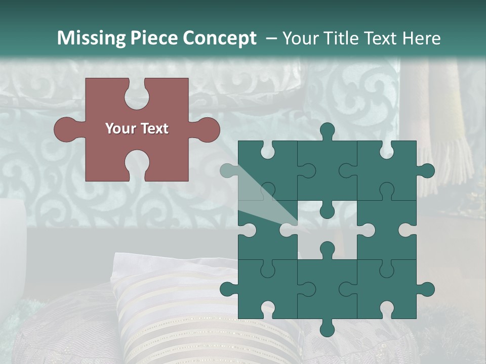 A Blue Couch With Pillows On Top Of It PowerPoint Template