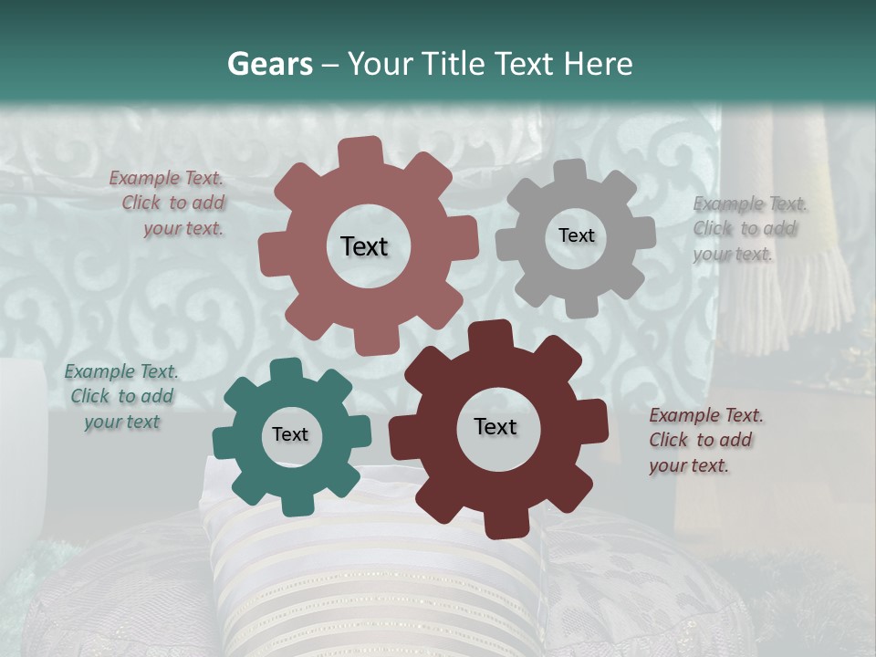 A Blue Couch With Pillows On Top Of It PowerPoint Template