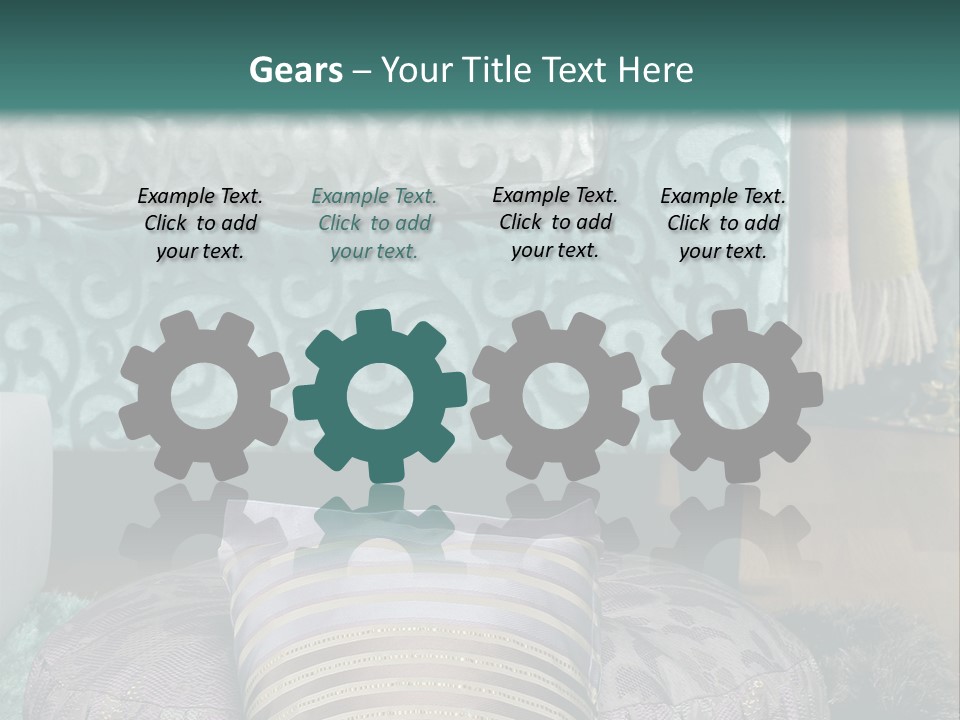 A Blue Couch With Pillows On Top Of It PowerPoint Template