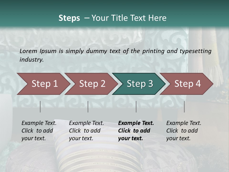 A Blue Couch With Pillows On Top Of It PowerPoint Template