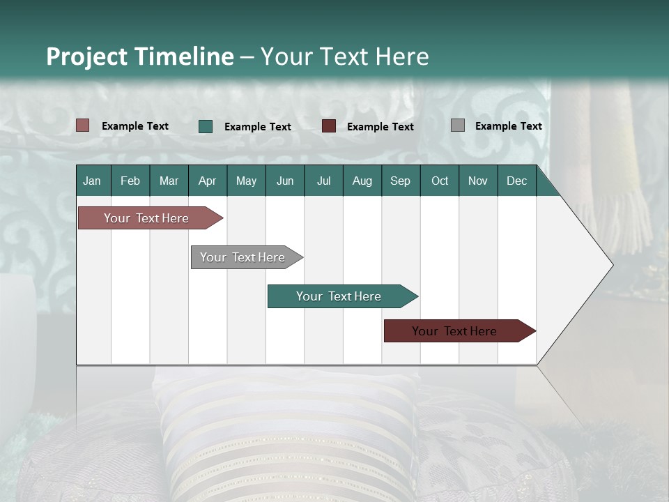 A Blue Couch With Pillows On Top Of It PowerPoint Template