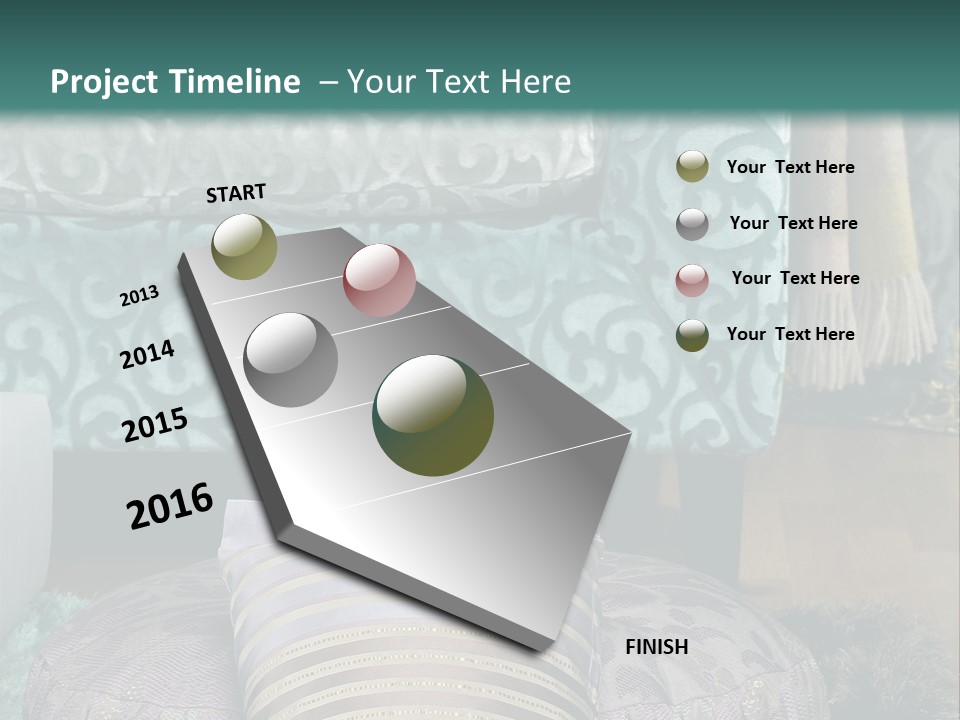 A Blue Couch With Pillows On Top Of It PowerPoint Template