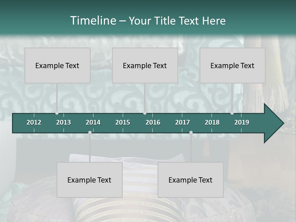 A Blue Couch With Pillows On Top Of It PowerPoint Template