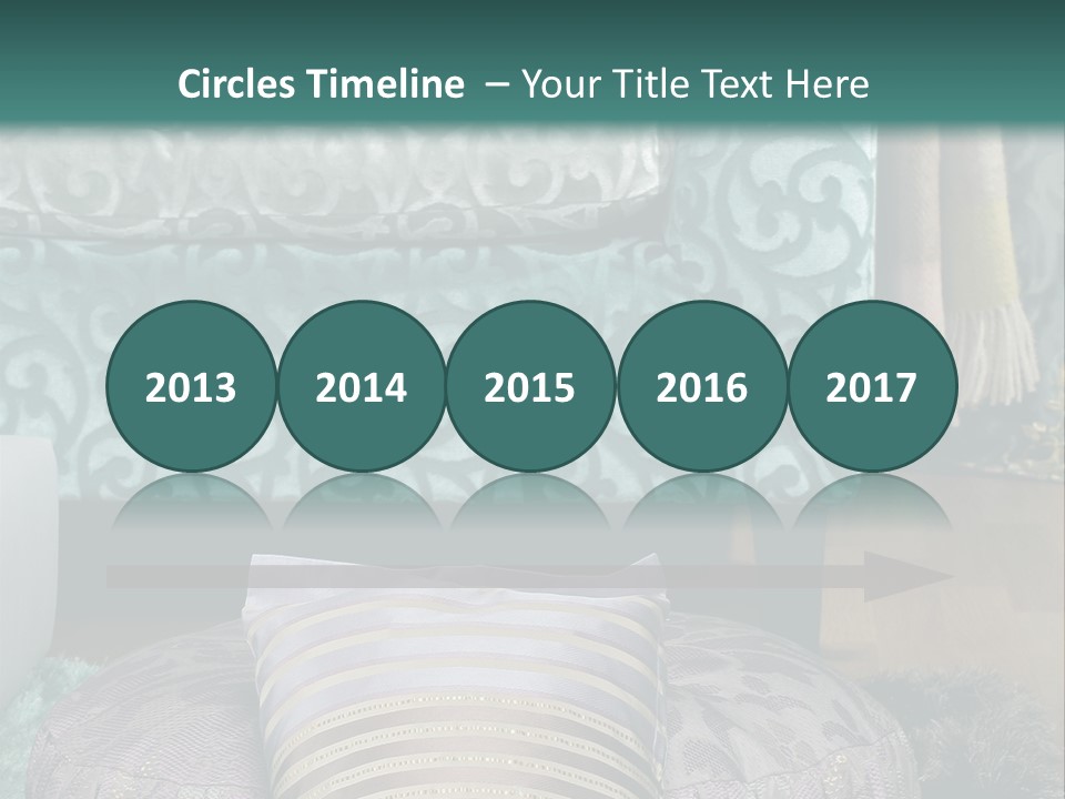 A Blue Couch With Pillows On Top Of It PowerPoint Template