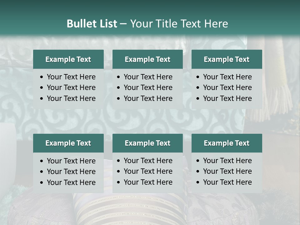 A Blue Couch With Pillows On Top Of It PowerPoint Template