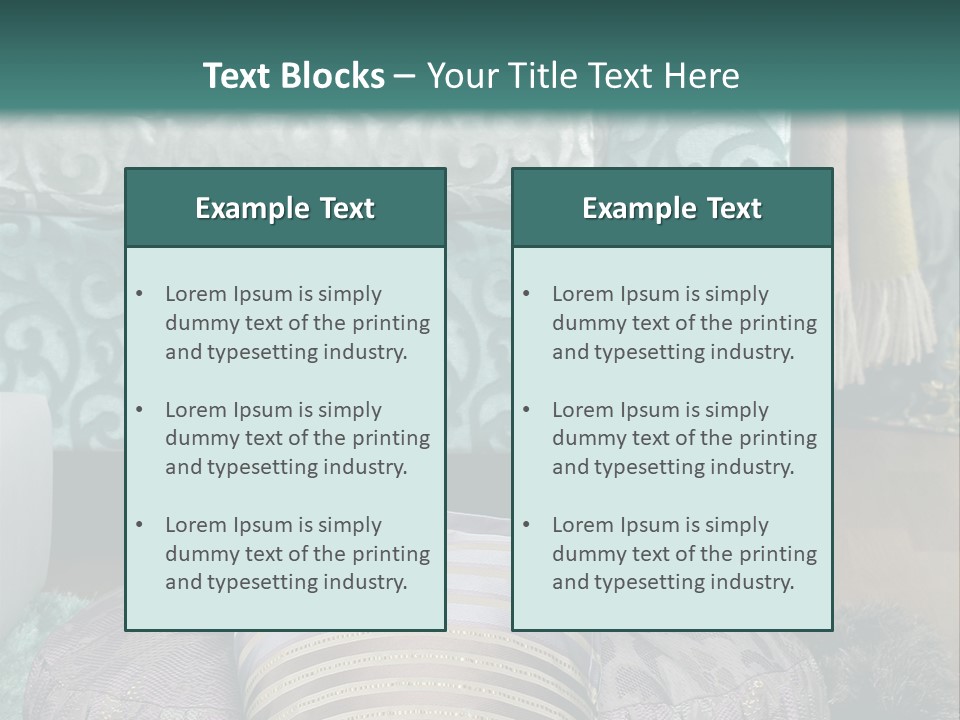 A Blue Couch With Pillows On Top Of It PowerPoint Template