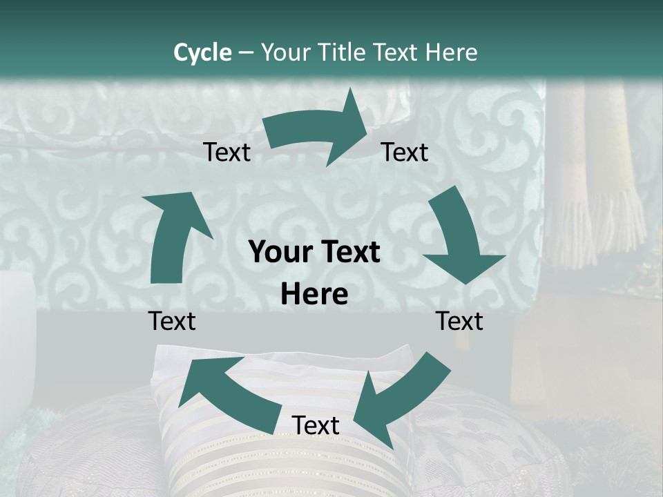 A Blue Couch With Pillows On Top Of It PowerPoint Template