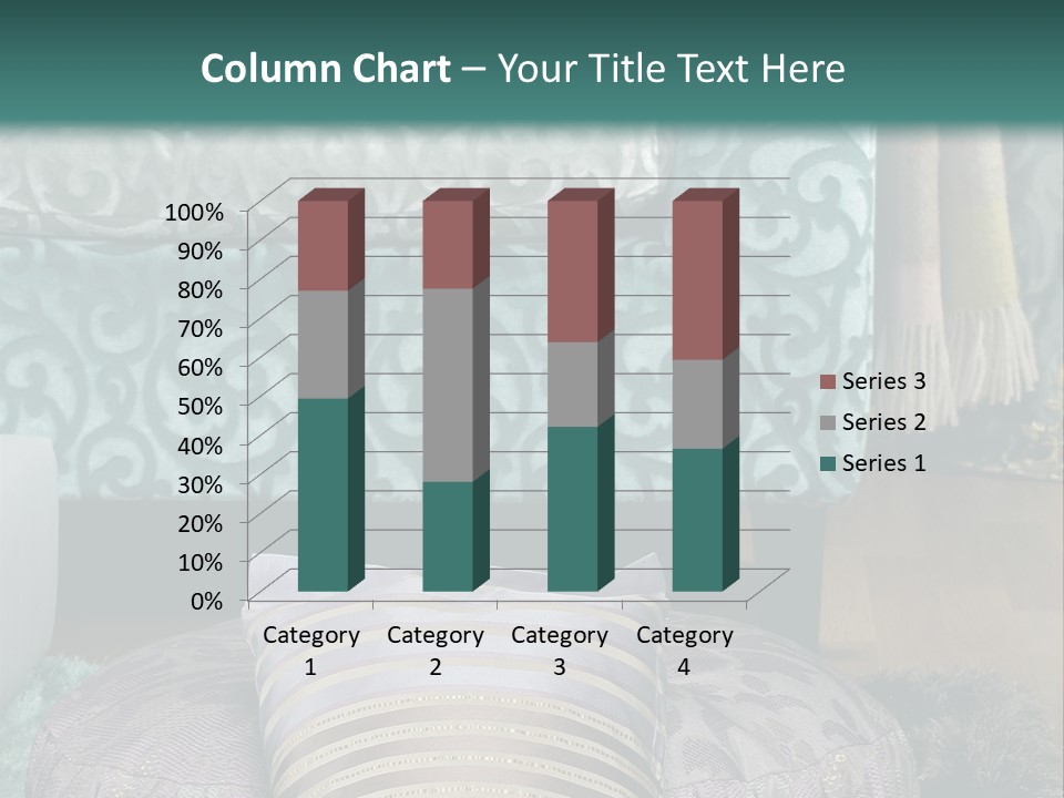 A Blue Couch With Pillows On Top Of It PowerPoint Template