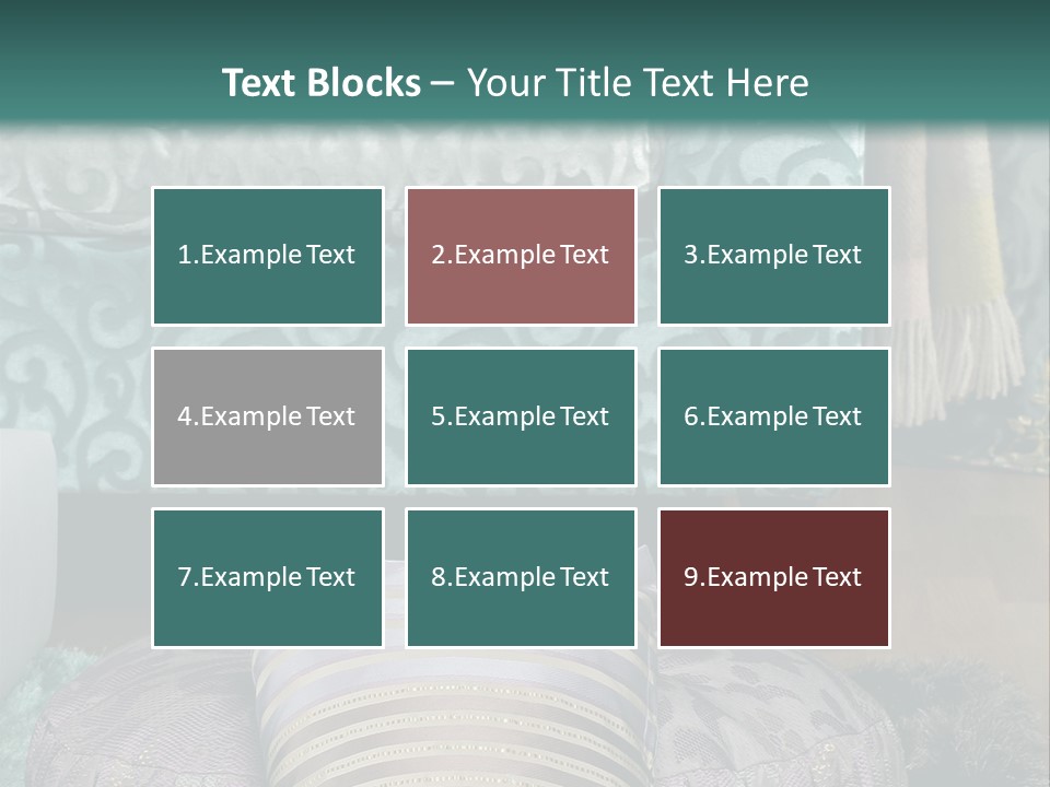 A Blue Couch With Pillows On Top Of It PowerPoint Template