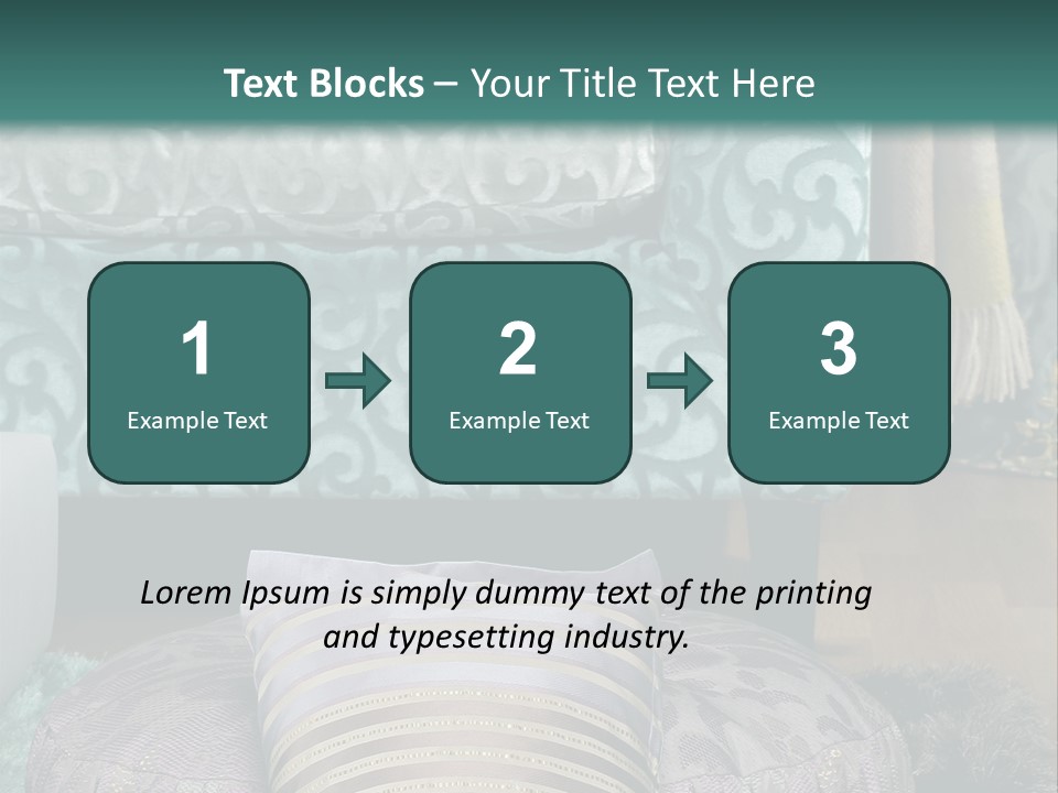 A Blue Couch With Pillows On Top Of It PowerPoint Template