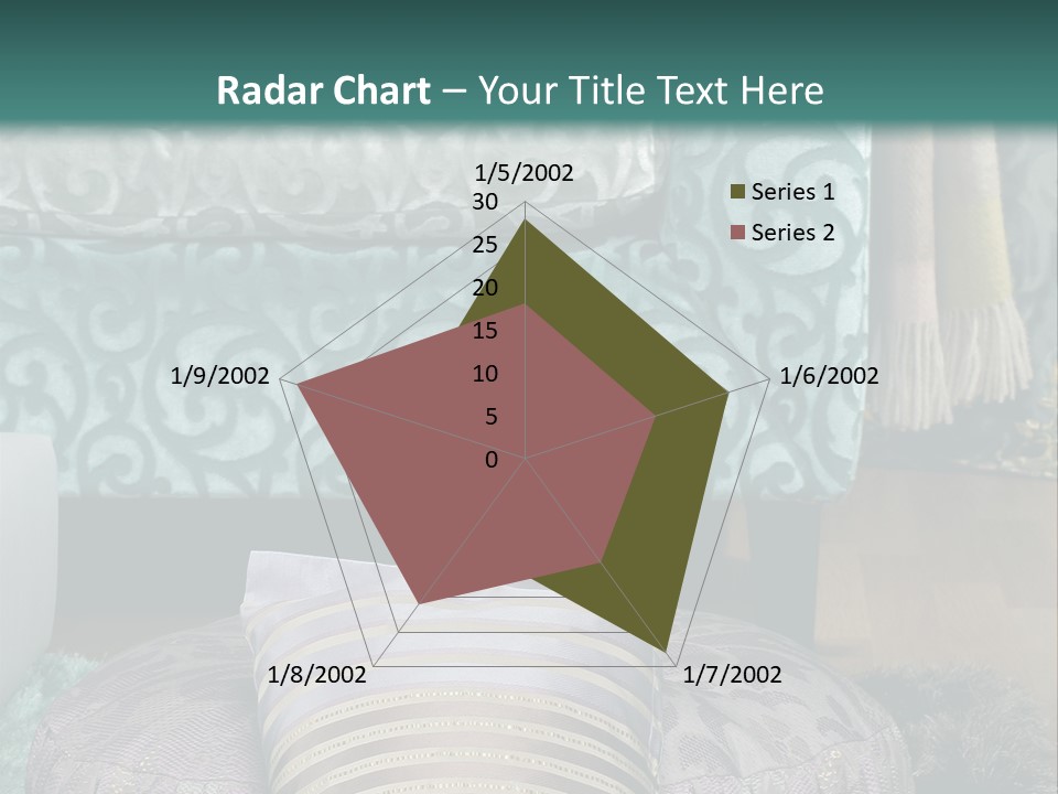 A Blue Couch With Pillows On Top Of It PowerPoint Template